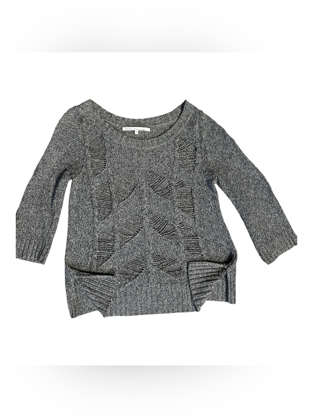 Rachel Roy Gray Distressed Open Weave Lightweight Sweater. Medium 20”-22” P